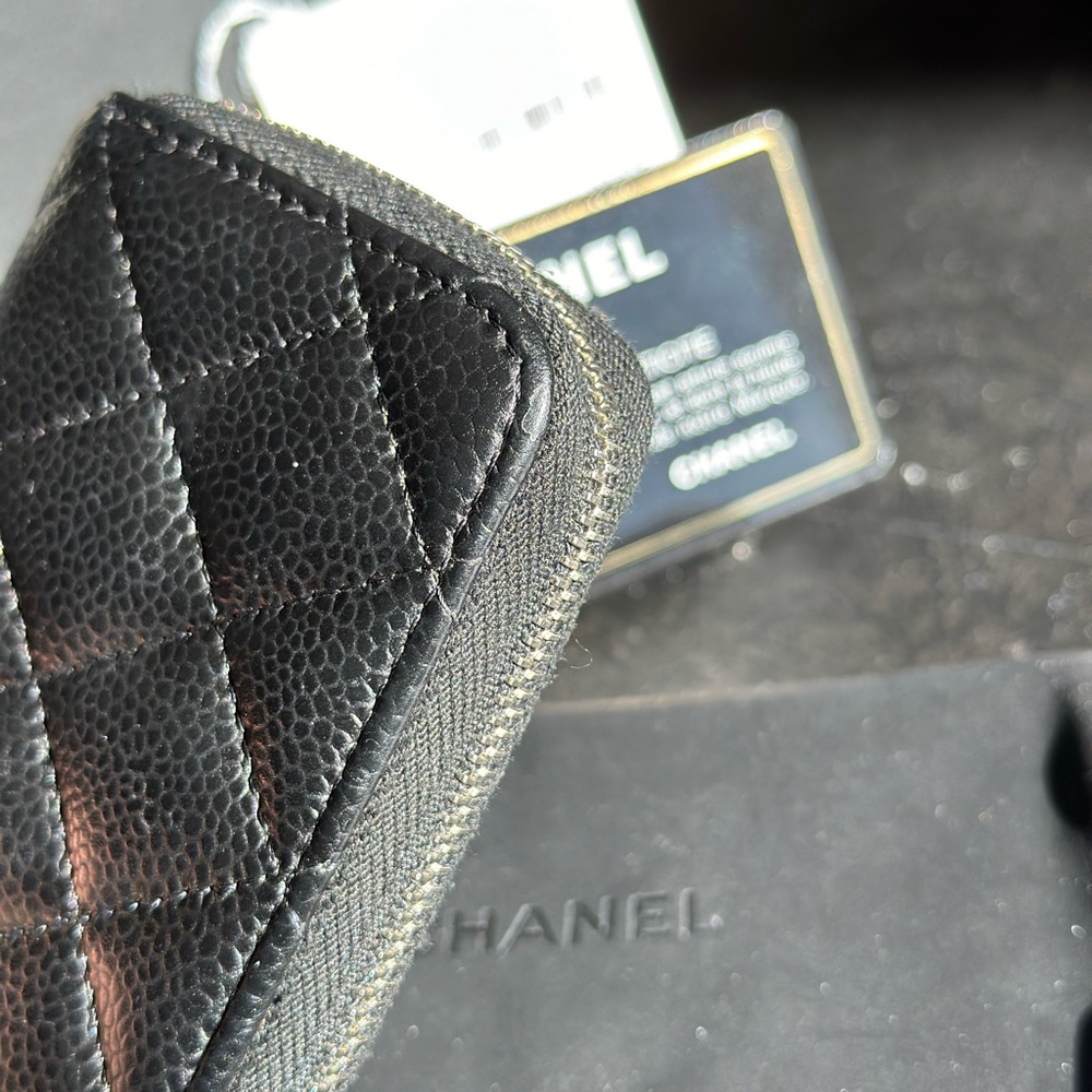 Authentic Chanel Zippy Coin Purse Wallet Caviar SHW Zipped Card Holder Wallet CC - Picture 5 of 11